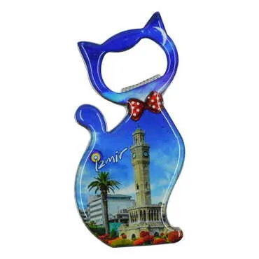 İzmir Temalı Myros Metal Kedi Açacak Magnet 97x48 mm - 10