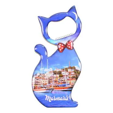 Toptan Marmaris Temalı Myros Metal Kedi Açacak Magnet 97x48 mm - 7