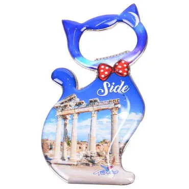 Side Themed Cat Shaped Metal Magnetic Bottle Opener 97x48 mm - 5