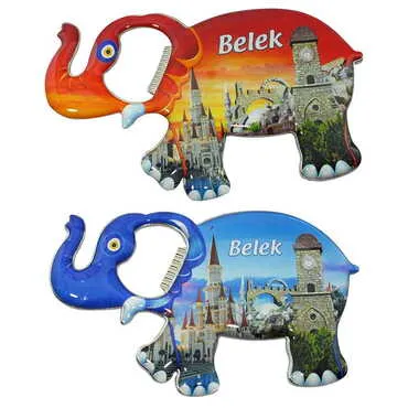Belek Themed Elephant Shaped Metal Magnetic Bottle Opener 100x60 mm - 2