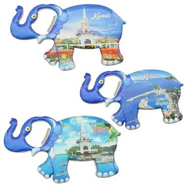 Kemer Themed Elephant Shaped Metal Magnetic Bottle Opener 100x60 mm - 2