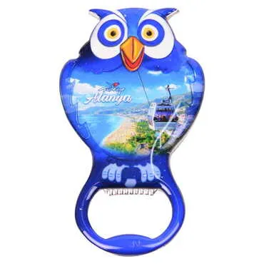 Alanya Themed Owl Shaped Metal Magnetic Bottle Opener 88x47 mm - 9