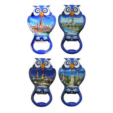 Antalya Themed Owl Shaped Metal Magnetic Bottle Opener 88x47 mm - 3