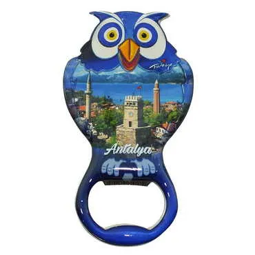 Antalya Themed Owl Shaped Metal Magnetic Bottle Opener 88x47 mm - 5
