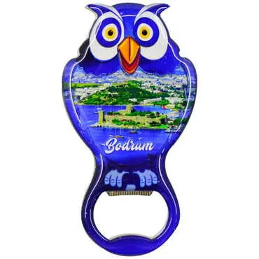 Bodrum Themed Owl Shaped Metal Magnetic Bottle Opener 88x47 mm - 7