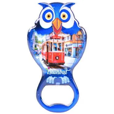 Istanbul Themed Owl Shaped Metal Magnetic Bottle Opener 88x47 mm - 6