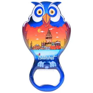 Istanbul Themed Owl Shaped Metal Magnetic Bottle Opener 88x47 mm - 7