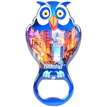 Istanbul Themed Owl Shaped Metal Magnetic Bottle Opener 88x47 mm - 10