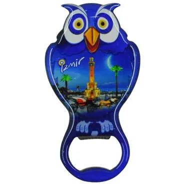 Izmir Themed Owl Shaped Metal Magnetic Bottle Opener 88x47 mm - 6