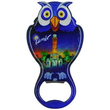 Izmir Themed Owl Shaped Metal Magnetic Bottle Opener 88x47 mm - 7