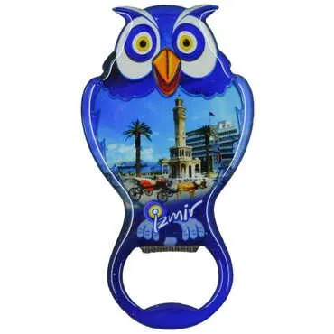 Izmir Themed Owl Shaped Metal Magnetic Bottle Opener 88x47 mm - 8