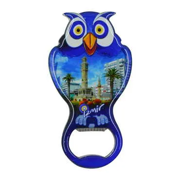 Izmir Themed Owl Shaped Metal Magnetic Bottle Opener 88x47 mm - 10