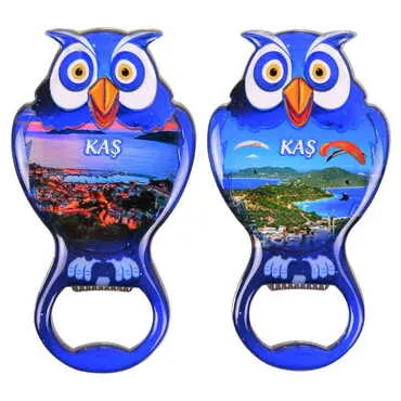 Kas Themed Owl Shaped Metal Magnetic Bottle Opener 88x47 mm - 3