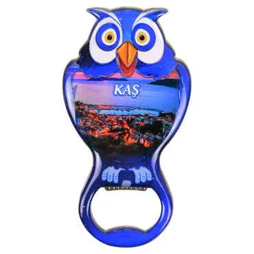 Kas Themed Owl Shaped Metal Magnetic Bottle Opener 88x47 mm - 4