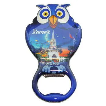 Toptan Kemer Temalı Myros Metal Baykuş Açacak Magnet 88x47 mm - 4