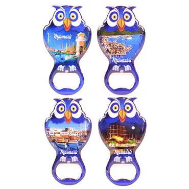 Marmaris Themed Owl Shaped Metal Magnetic Bottle Opener 88x47 mm - 3