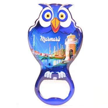 Marmaris Themed Owl Shaped Metal Magnetic Bottle Opener 88x47 mm - 4