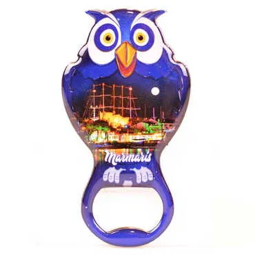 Marmaris Themed Owl Shaped Metal Magnetic Bottle Opener 88x47 mm - 5