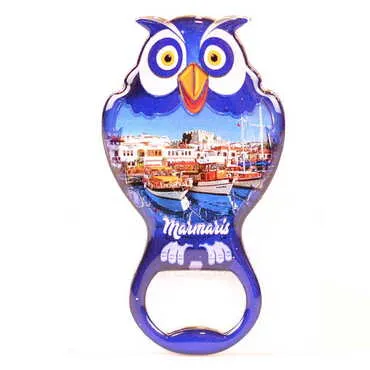 Marmaris Themed Owl Shaped Metal Magnetic Bottle Opener 88x47 mm - 6