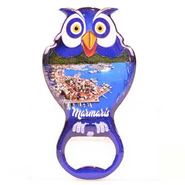 Marmaris Themed Owl Shaped Metal Magnetic Bottle Opener 88x47 mm - 7