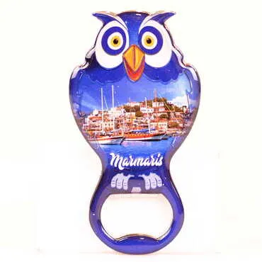 Marmaris Themed Owl Shaped Metal Magnetic Bottle Opener 88x47 mm - 8