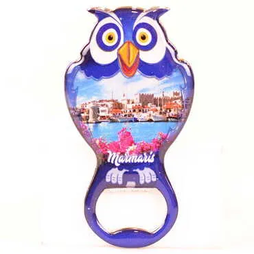 Marmaris Themed Owl Shaped Metal Magnetic Bottle Opener 88x47 mm - 9