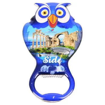 Side Themed Owl Shaped Metal Magnetic Bottle Opener 88x47 mm - 5