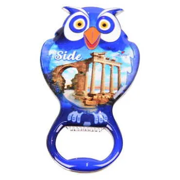 Side Themed Owl Shaped Metal Magnetic Bottle Opener 88x47 mm - 6