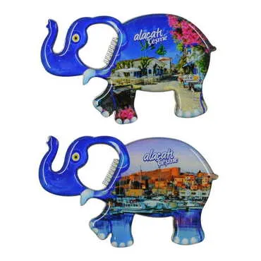 Alacati Region Themed Elephant Shaped Metal Magnetic Bottle Opener 98x61 mm - 3