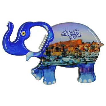 Alacati Region Themed Elephant Shaped Metal Magnetic Bottle Opener 98x61 mm - 4