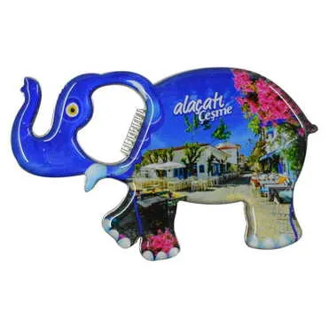 Alacati Region Themed Elephant Shaped Metal Magnetic Bottle Opener 98x61 mm - 5