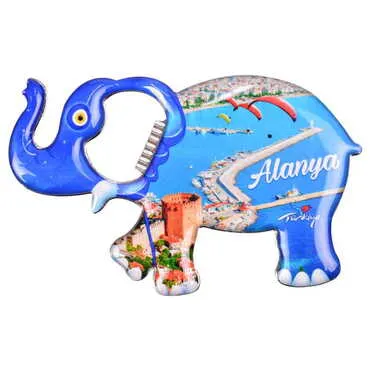 Alanya Themed Elephant Shaped Metal Magnetic Bottle Opener 98x61 mm - 5