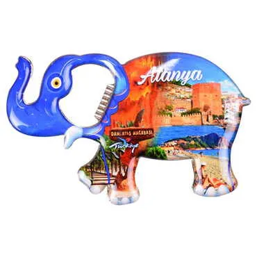 Alanya Themed Elephant Shaped Metal Magnetic Bottle Opener 98x61 mm - 6