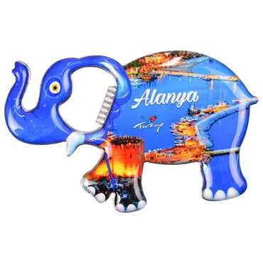 Alanya Themed Elephant Shaped Metal Magnetic Bottle Opener 98x61 mm - 7