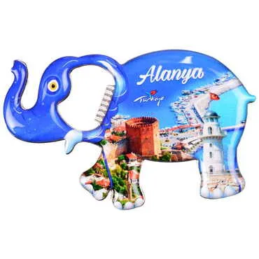 Alanya Themed Elephant Shaped Metal Magnetic Bottle Opener 98x61 mm - 9