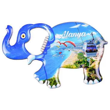 Alanya Themed Elephant Shaped Metal Magnetic Bottle Opener 98x61 mm - 10