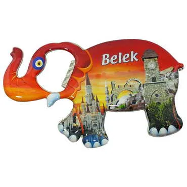 Belek Themed Elephant Shaped Metal Magnetic Bottle Opener 98x61 mm - 4