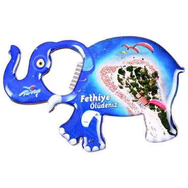 Fethiye Themed Elephant Shaped Metal Magnetic Bottle Opener 98x61 mm - 4