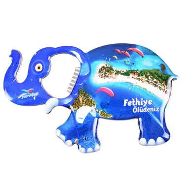 Fethiye Themed Elephant Shaped Metal Magnetic Bottle Opener 98x61 mm - 5