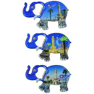 Izmir Themed Elephant Shaped Metal Magnetic Bottle Opener 98x61 mm - 3