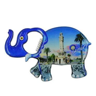 Izmir Themed Elephant Shaped Metal Magnetic Bottle Opener 98x61 mm - 5