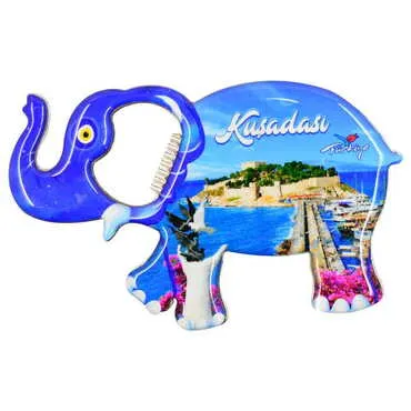 Toptan Kuşadası Temalı Myros Metal Fil Açacak Magnet 98x61 mm - 6