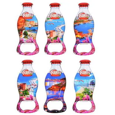 Alanya Themed Coke Bottle Shaped Metal Magnetic Bottle Opener 120x41 mm - 4