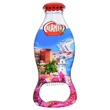 Alanya Themed Coke Bottle Shaped Metal Magnetic Bottle Opener 120x41 mm - 8