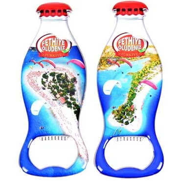 Fethiye Themed Coke Bottle Shaped Metal Magnetic Bottle Opener 120x41 mm - 3