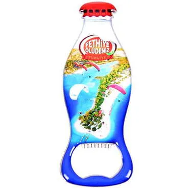 Fethiye Themed Coke Bottle Shaped Metal Magnetic Bottle Opener 120x41 mm - 5