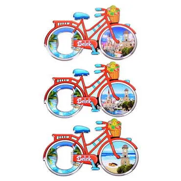 Belek Themed Bicycle Shaped Metal Magnetic Bottle Opener 100x65 mm - 3