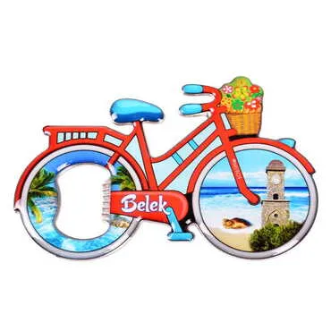Belek Themed Bicycle Shaped Metal Magnetic Bottle Opener 100x65 mm - 4