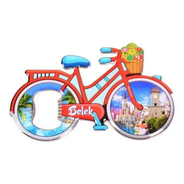 Belek Themed Bicycle Shaped Metal Magnetic Bottle Opener 100x65 mm - 5