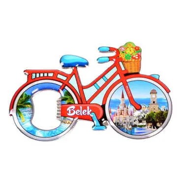 Belek Themed Bicycle Shaped Metal Magnetic Bottle Opener 100x65 mm - 6